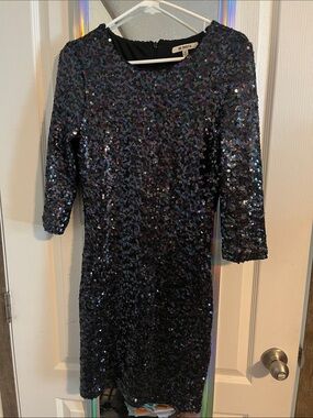 BB Dakota Black Sequin Long Sleeve Sheath Dress